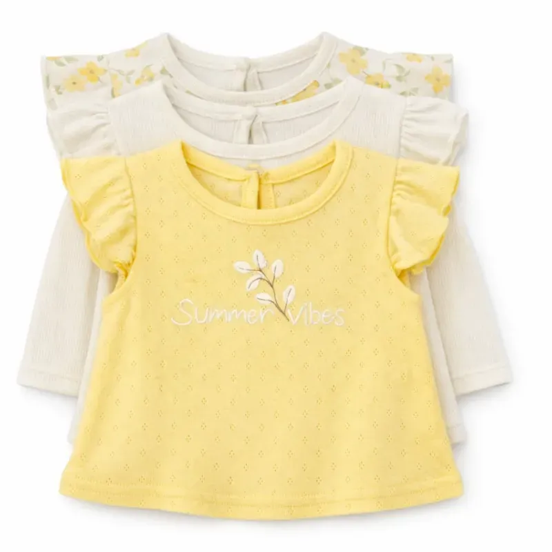 Set Amarillo y Crema de Blusas de Verano para Bebé
