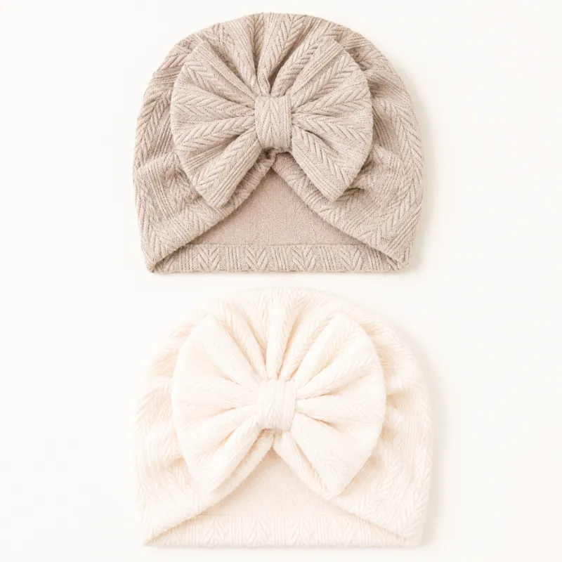 Set de 2 Gorros para Bebés con Lazos