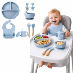 Set de alimentacion con Vaso Entrenador + Plato + Babero para bebe.
