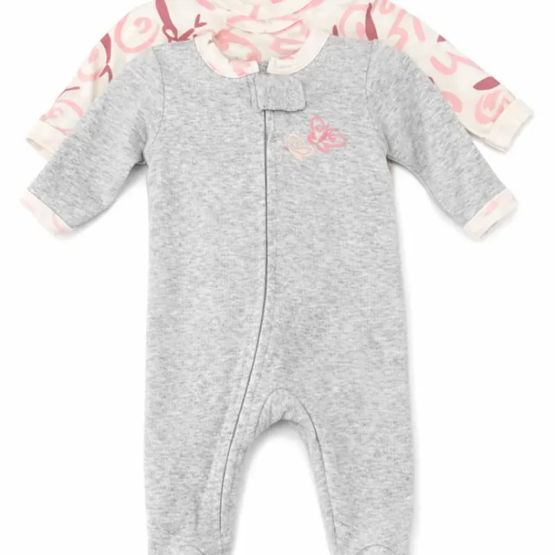 Set de Bodies Gris y Crema con Estampado Mariposa para Bebé