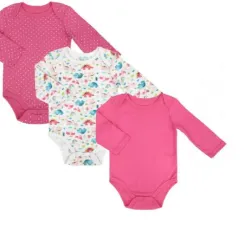 Set de Bodys Infantiles de Manga Larga Rosado