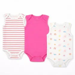Set de Bodys Infantiles sin Mangas con Estampado Sencillo/Rayas