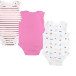 Set de Bodys Infantiles sin Mangas con Estampado Sencillo/Rayas