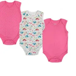 Set de Bodys Infantiles sin Mangas Rosado