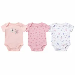 Set de Bodys Rosa, Blanco y Durazno con Bordados de Mariposas y Flores