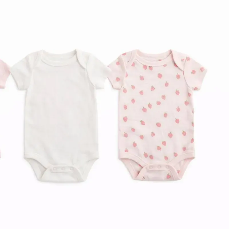Set de Bodies Rosa y Blanco con Estampado de Fresas para Bebé
