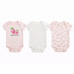 Set de Bodies Rosa y Blanco con Estampado de Fresas para Bebé