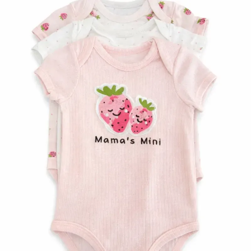 Set de Bodies Rosa y Blanco con Estampado de Fresas para Bebé
