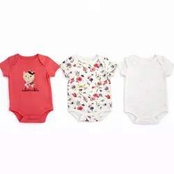Set de Bodies Rosa y Celeste con Estampado de Corazones y Gato para Bebé