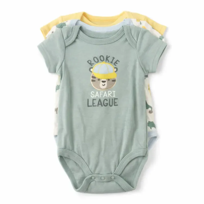 Set de Bodies Safari en Verde, Amarillo y Blanco para Bebé