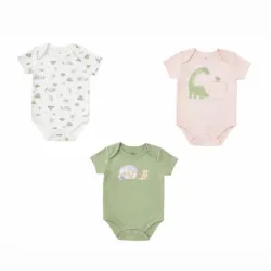 Set de Bodys Verde, Beige y Blanco Happy Camper para Bebé