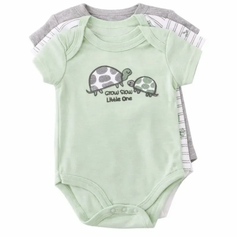 Set de Bodies Verde, Gris y Blanco para Bebé