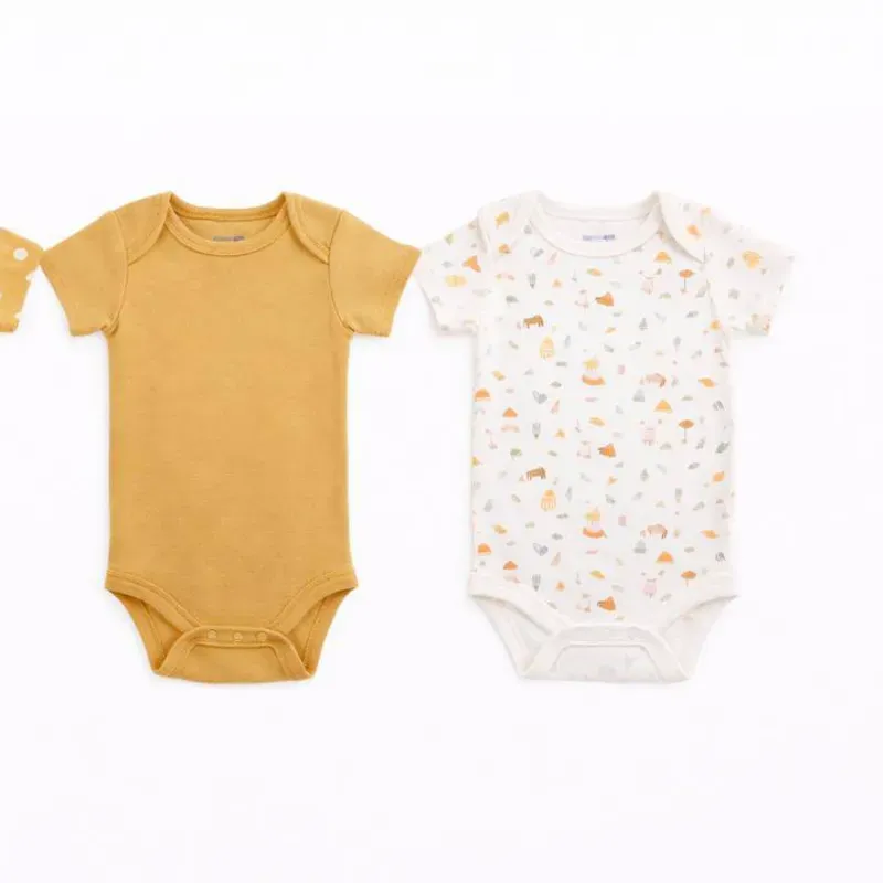 Set de Bodys Amarillo, Blanco y Estampados Florales para Bebé