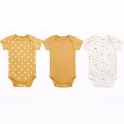 Set de Bodys Amarillo, Blanco y Estampados Florales para Bebé