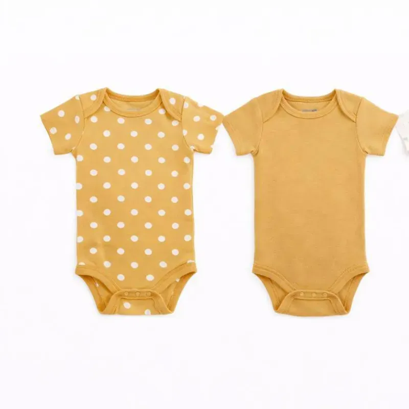 Set de Bodys Amarillo, Blanco y Estampados Florales para Bebé