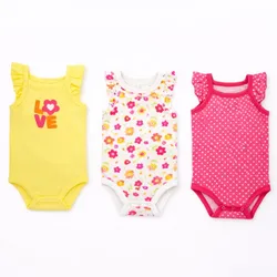 Set de Bodys Amarillo, Blanco y Rosa con Flores para Bebé