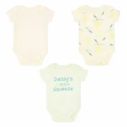 Set de Bodys Amarillo y Verde con Estampado de Limones para Bebé