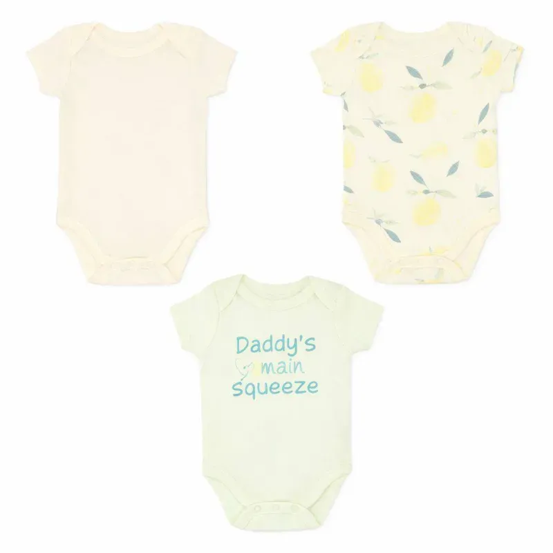 Set de Bodys Amarillo y Verde con Estampado de Limones para Bebé
