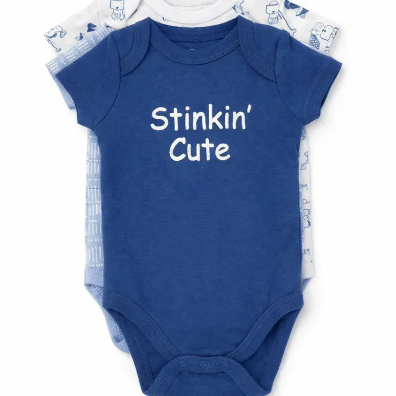 Set de Bodys Azul, Celeste y Blanco para Bebé