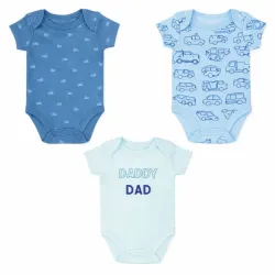 Set de Bodys Azul y Verde Estampado para Bebé