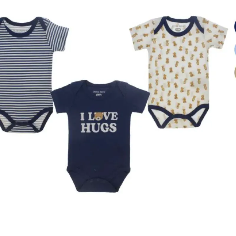 Set de Bodys para Bebé Temática Rayas/Azul oscuro/Osos