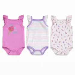 Set de Bodys Rosa, Rayas y Dulces para Bebé