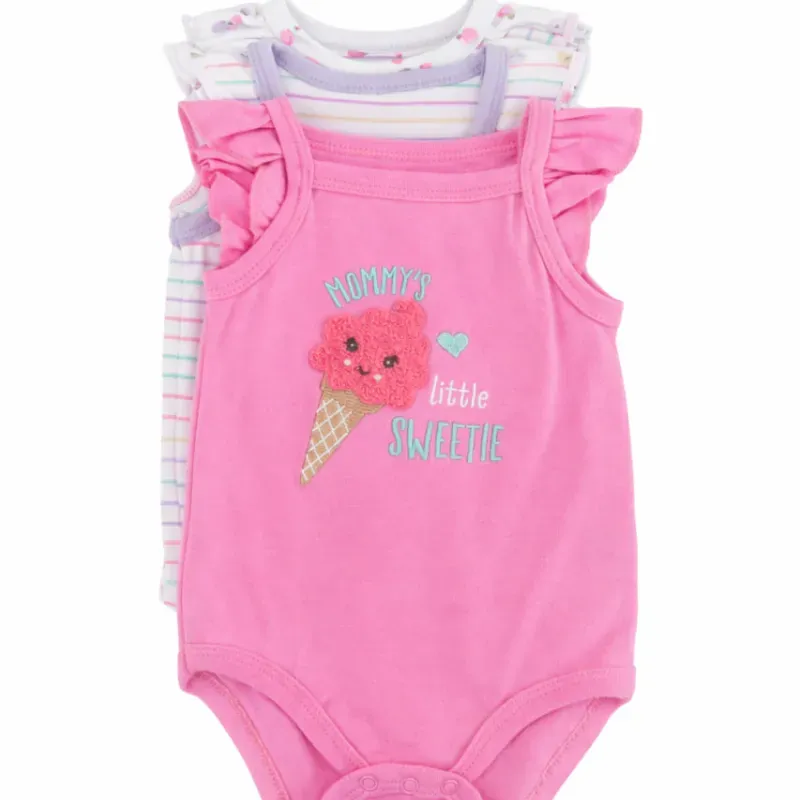 Set de Bodys Rosa, Rayas y Motivos Dulces para Bebé