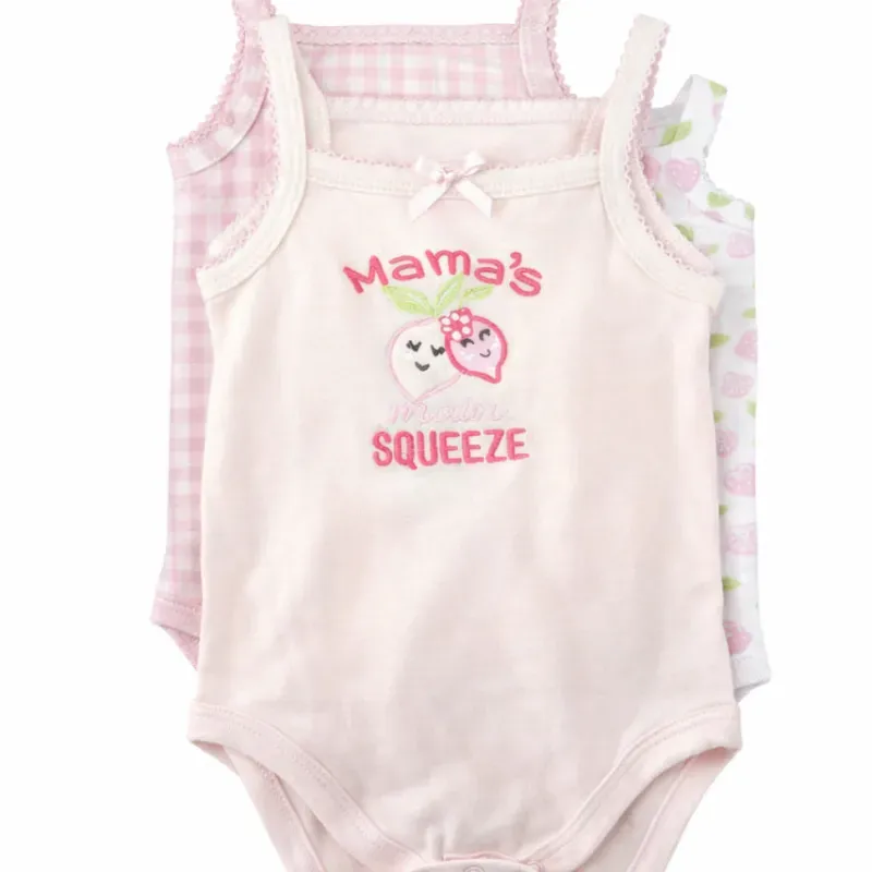 Set de Bodys Rosa y Blanco con Estampado de Frutas para Bebé