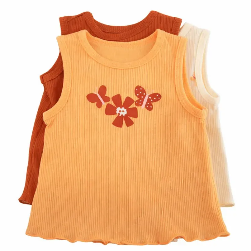 Set de Camisetas Naranja, Marrón y Crema con Estampados para Bebé