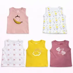 Set de Camisetas de Flores, Frutas y Nubes 