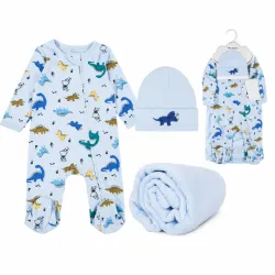Set de Enterizo Azul + Gorro + Manta