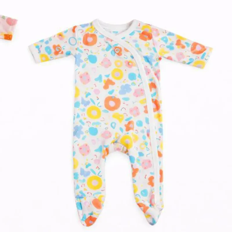 Set de Enterizos Rosa y Naranja con Estampado de Frutas y Flores para Bebé