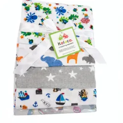 Set de Mantas Azules con Animales y Náutica para Bebé