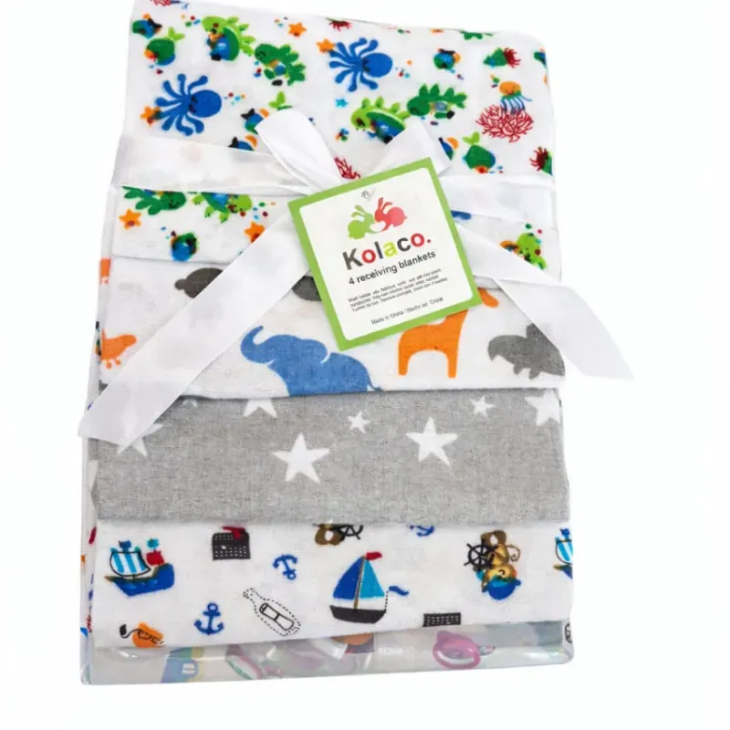 Set de Mantas Azules con Animales y Náutica para Bebé