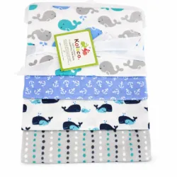 Set de Mantas Azules con Ballenas y Náutica para Bebé