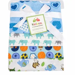Set de Mantas Azules con Elefantes y Deportes para Bebé