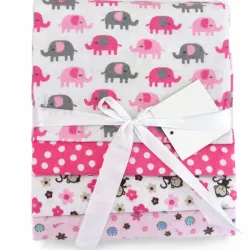 Set de Mantas Rosadas con Elefantes y Flores para Bebé