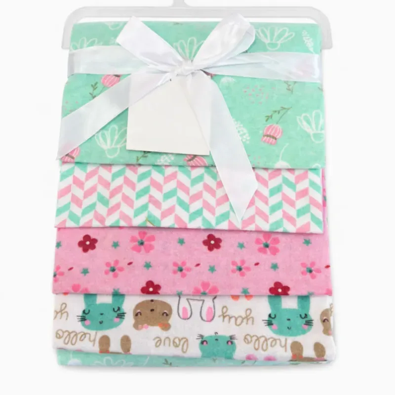 Set de Mantas Rosadas y Verdes con Globos y Animales para Bebé