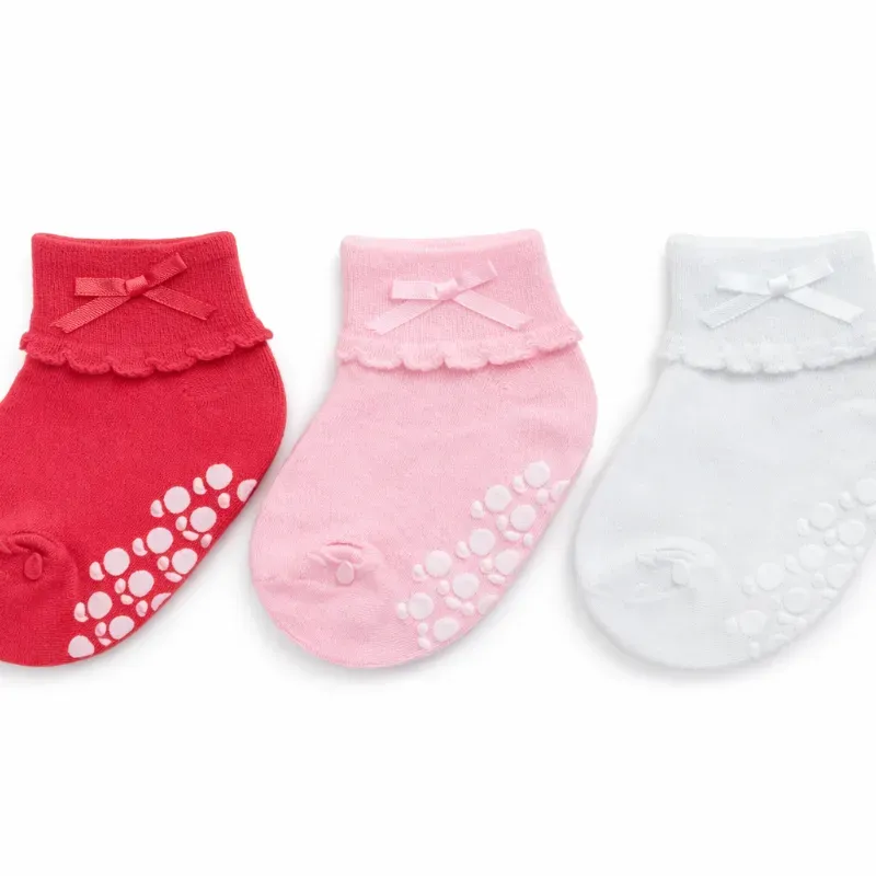Set de Medias Antideslizantes para Bebé Rojo/Rosa/Blanco