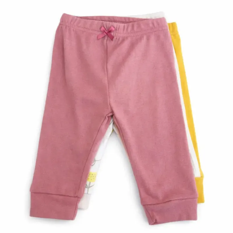 Set de Pantalones Rosa, Blanco y Amarillo para Bebé