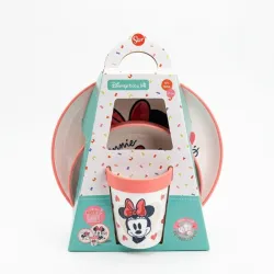 Set de Platos y Vaso de Minnie Mouse