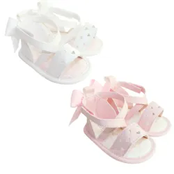 Set de Sandalias para Bebé Blanco/Rosa con Corazones Perforados