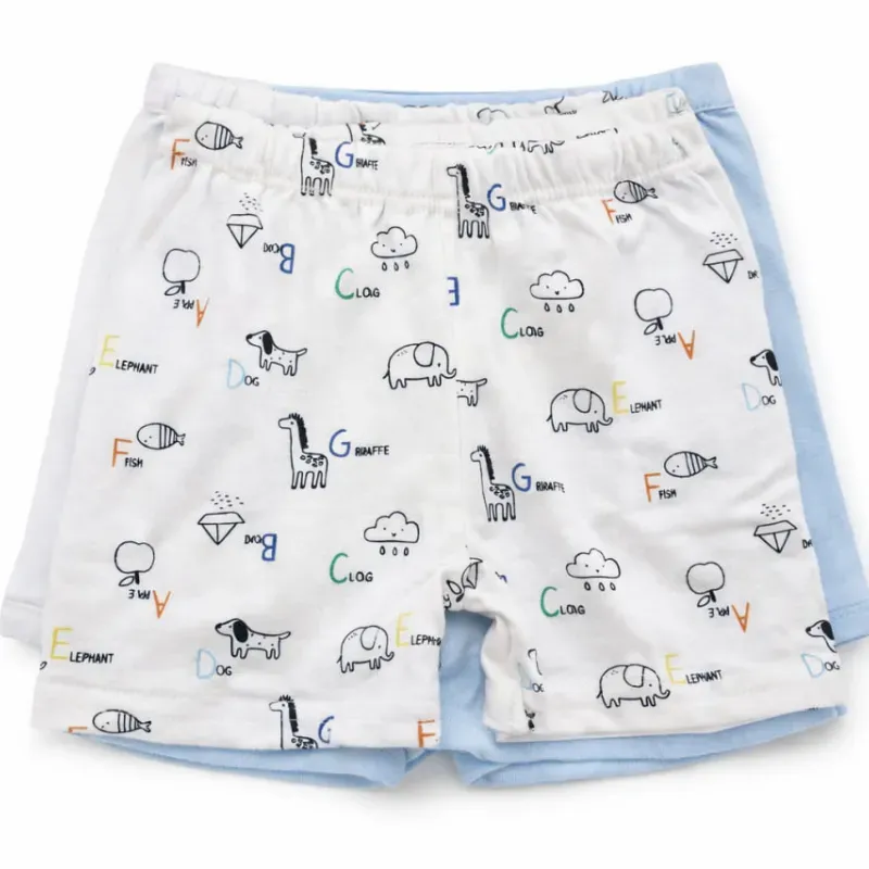 Set de Shorts Blanco, Azul y con Animales para Bebé