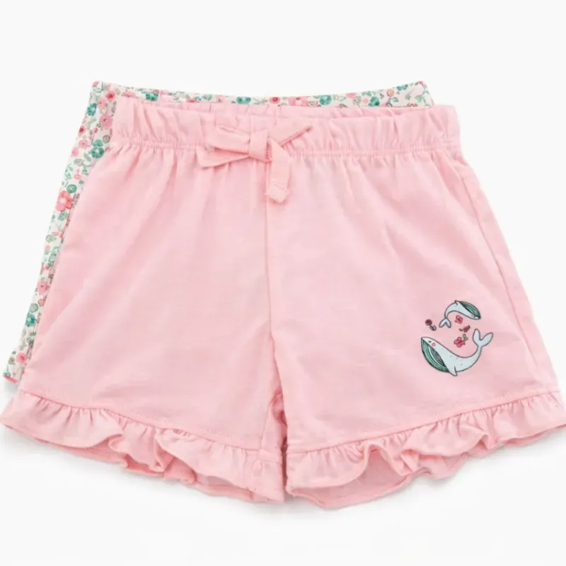 Set de Shorts Rosa y Floral para Bebé