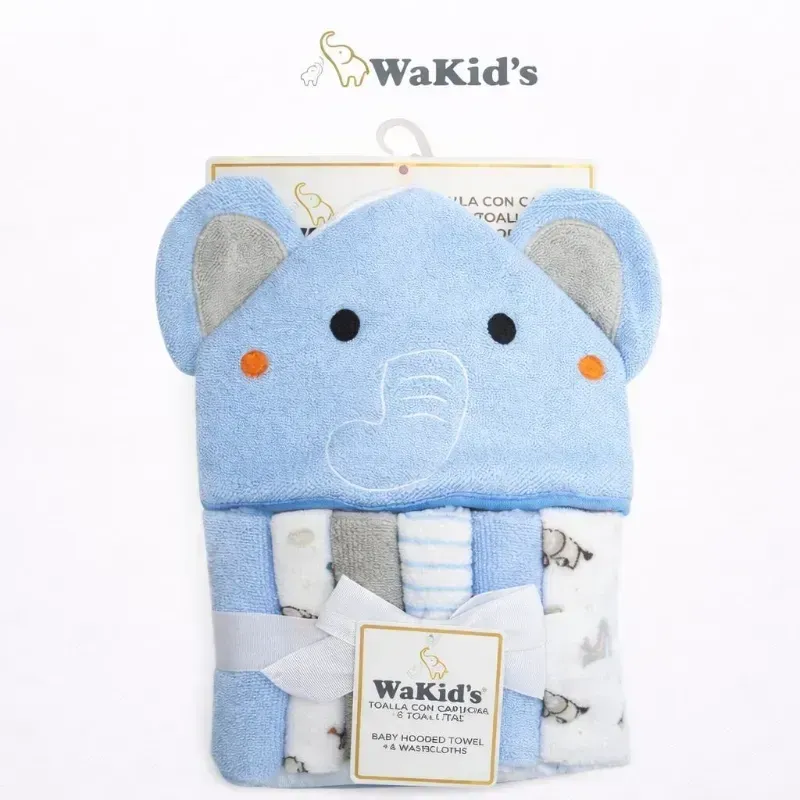 Set de Toalla de Elefante con 6 toallitas