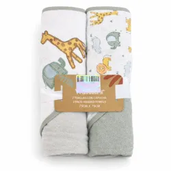 Set de Toallas con Capucha Verde y Animales para Bebé