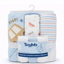 Set de Toallas con Capucha y Paños de Carros para Bebé