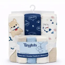 Set de Toallas con Capucha y Paños de Perritos para Bebé