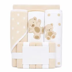 Set de Tres Toallas con Capucha+ Seis Toallitas