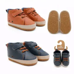 Zapaticos Infantiles Corte Alto Naranja/Negro